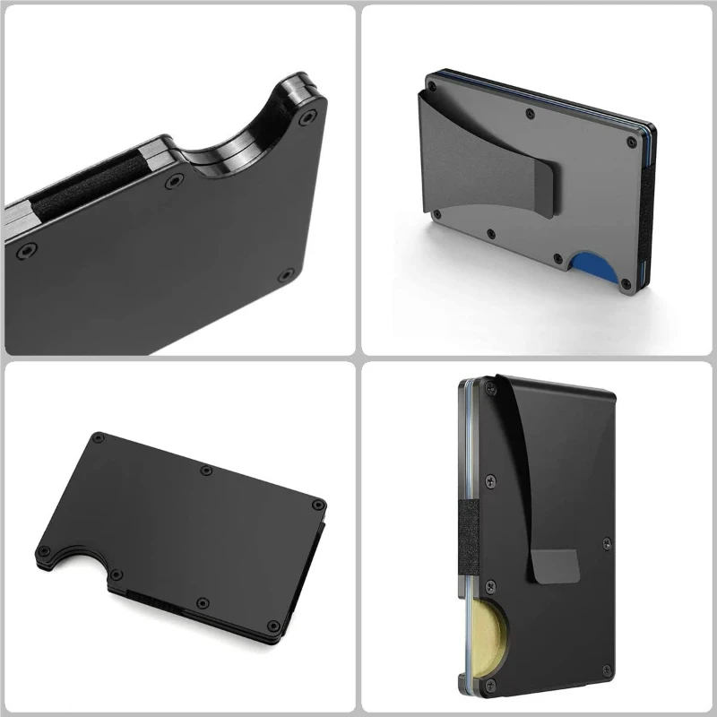 Portafoglio minimalista da uomo con tasca frontale con blocco RFID - Portafoglio sottile alla moda 2025 - Portafoglio in metallo con fermasoldi per unisex