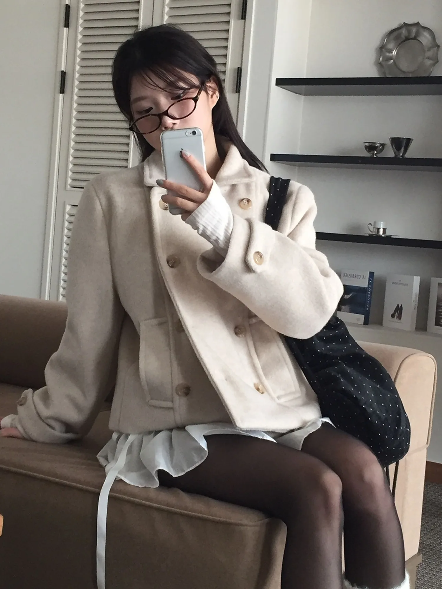 Retro escola sle japonês menina colar duplo fileira botão algodão ort casaco de lã jaet primavera outono inverno feminino faion