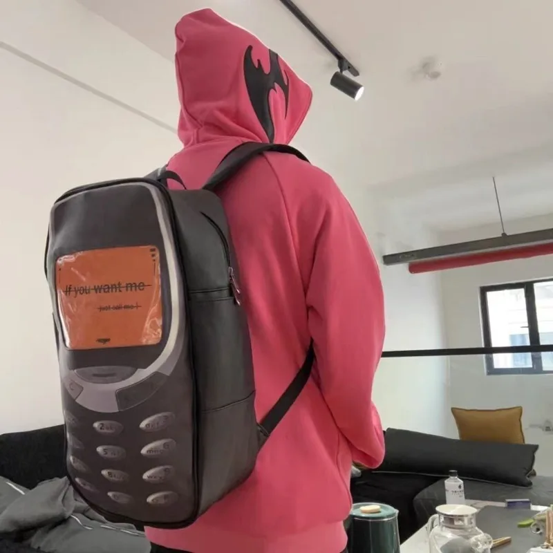 2025 bolsas de teléfono Vintage con personalidad Y2k ropa de calle estética mujeres estudiantes mochilas escolares de alta capacidad divertidas mochilas Ins hombres
