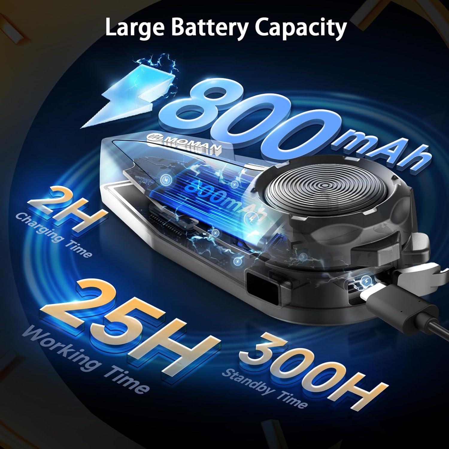 Auriculares de intercomunicación para motocicleta Moman, sistema de comunicación tipo águila Moman H2E con chips duales para audio, sonido HiFi multitarea