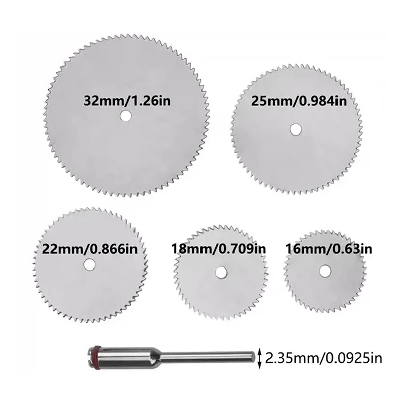 6 disco da taglio in metallo a fetta in acciaio inossidabile pz/set con 1 Mandre per utensili rotanti 16 18 22 25 32mm disco da taglio utensili manuali fai da te