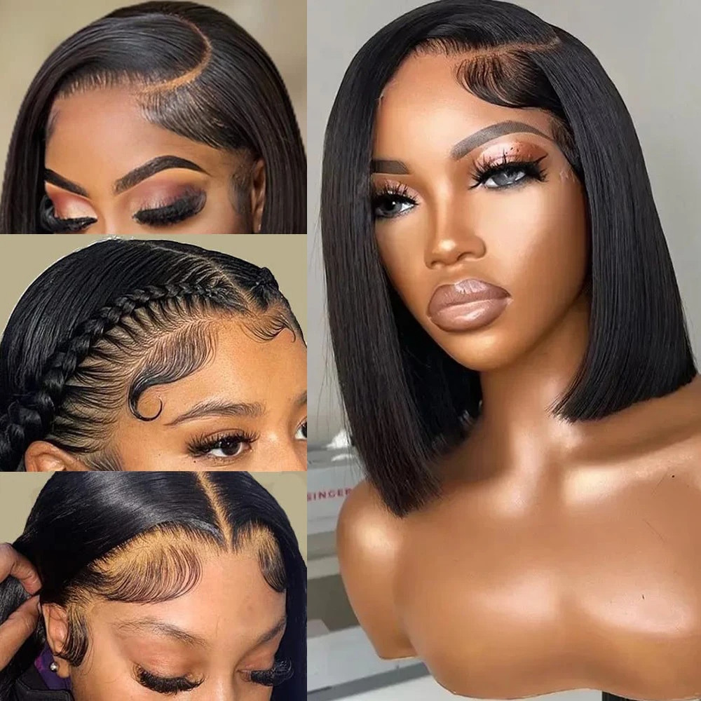13X4 Bob Perücke Knochen Gerade Bob Perücke Spitze Front Menschliches Haar Perücken Für Frauen Transparente Spitze Frontal Perücke Natürliche perücke Menschliches Haar