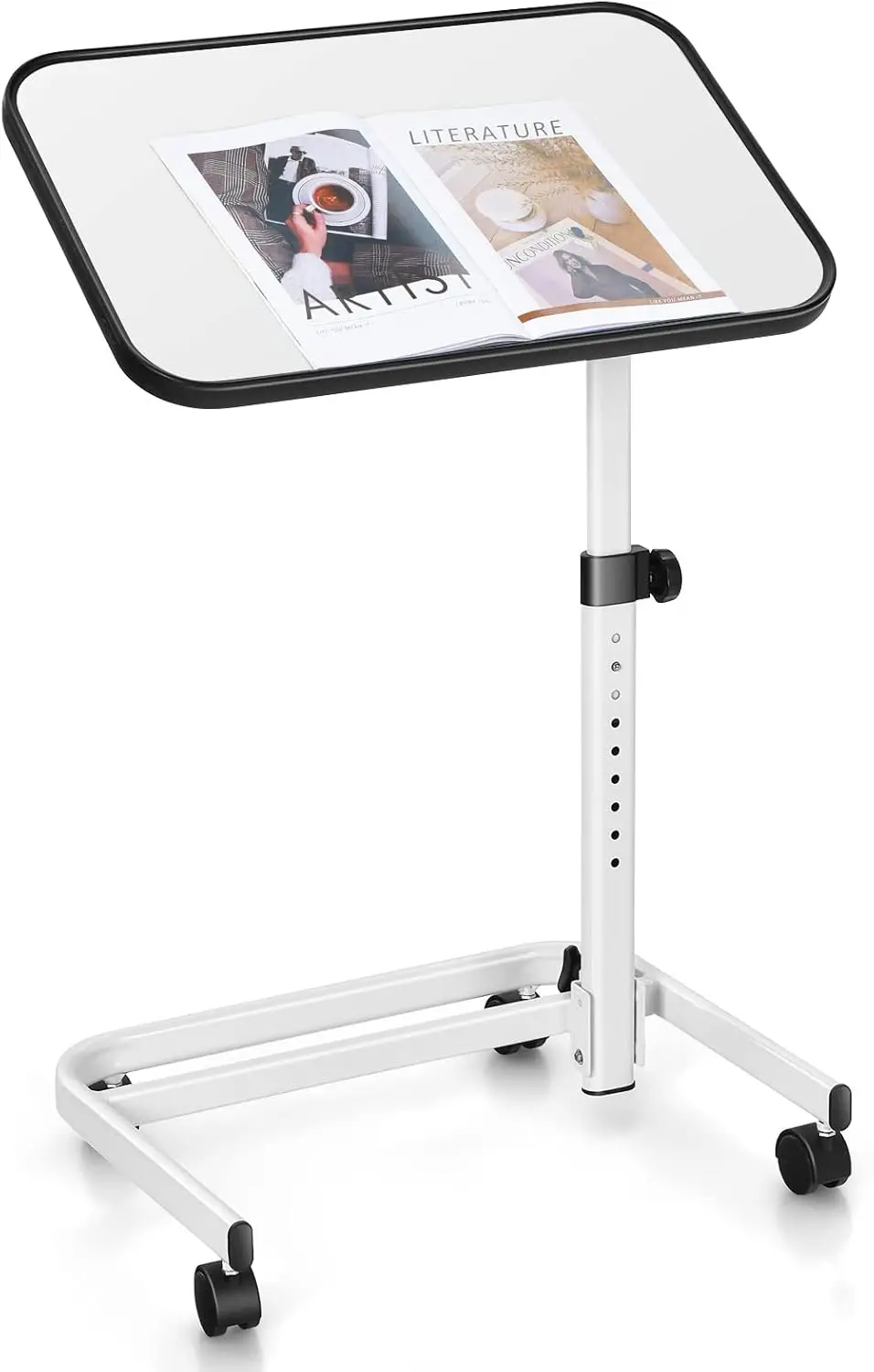 Betttisch Height Adjuster, Pflegetisch 180 °   Drehbar, Laptop-Tisch, Stehend in C-Form, Krankentisch für Schlafzimmer, Wohnzimmer, 6