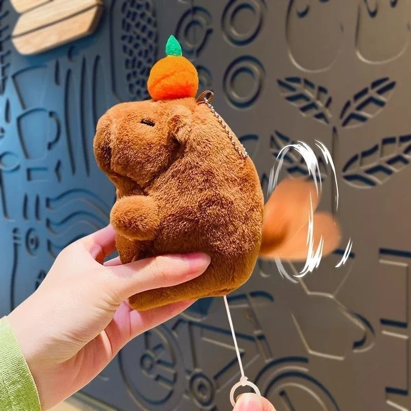 Porte-clés en peluche kaki, queue de vol, Capybara, mignon, poupée en peluche, jouet, pendentif pour sac d'école, cadeau, 1 à 20 pièces