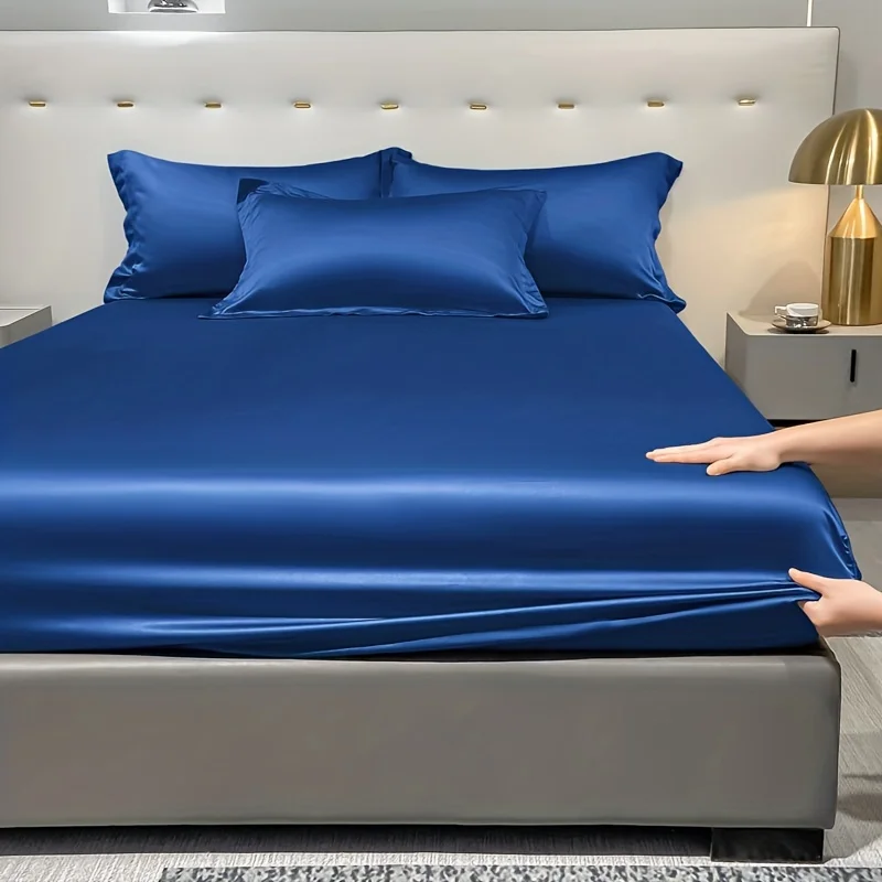 1 lenzuolo con angoli semplice e moderno in raso tinta unita, copriletto in seta ghiacciata tinta unita per camera da letto, biancheria da letto (escluse federe)