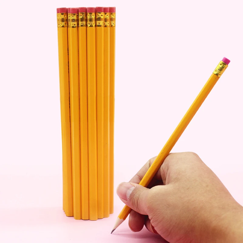 50/100/150 stuks potloden met gumblad, 2 HB-potloden tekenen en schetsen, gele potloden op hout gevuld voor kantoor, schoolbenodigdheden
