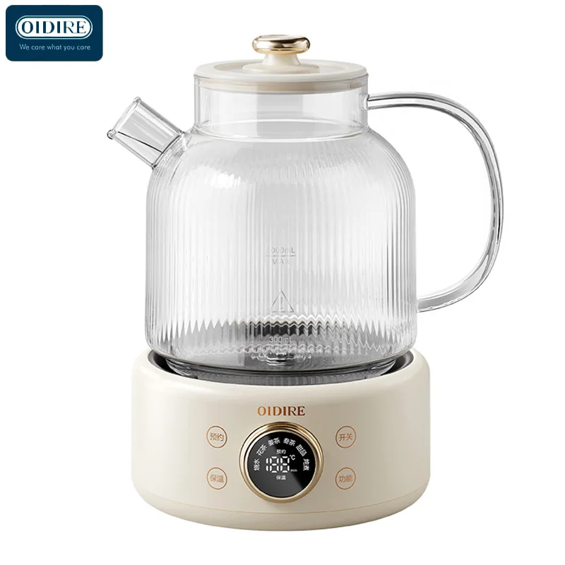 OIDIRE 1L Health Pot Household Electric Kettle Temperature Adjustable Automatic Glass Flower Tea Soup Dessert Stew Cooker 220v