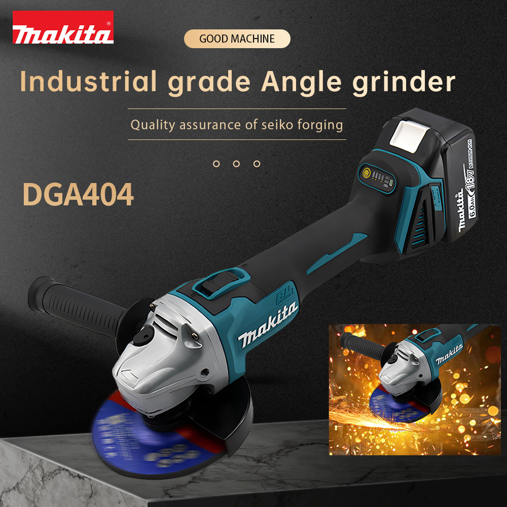 Makita 100/125mm moedor de ângulo sem escova dga404 máquina de polimento de corte para bateria 18v 4 engrenagens ferramentas de polimento de alta potência