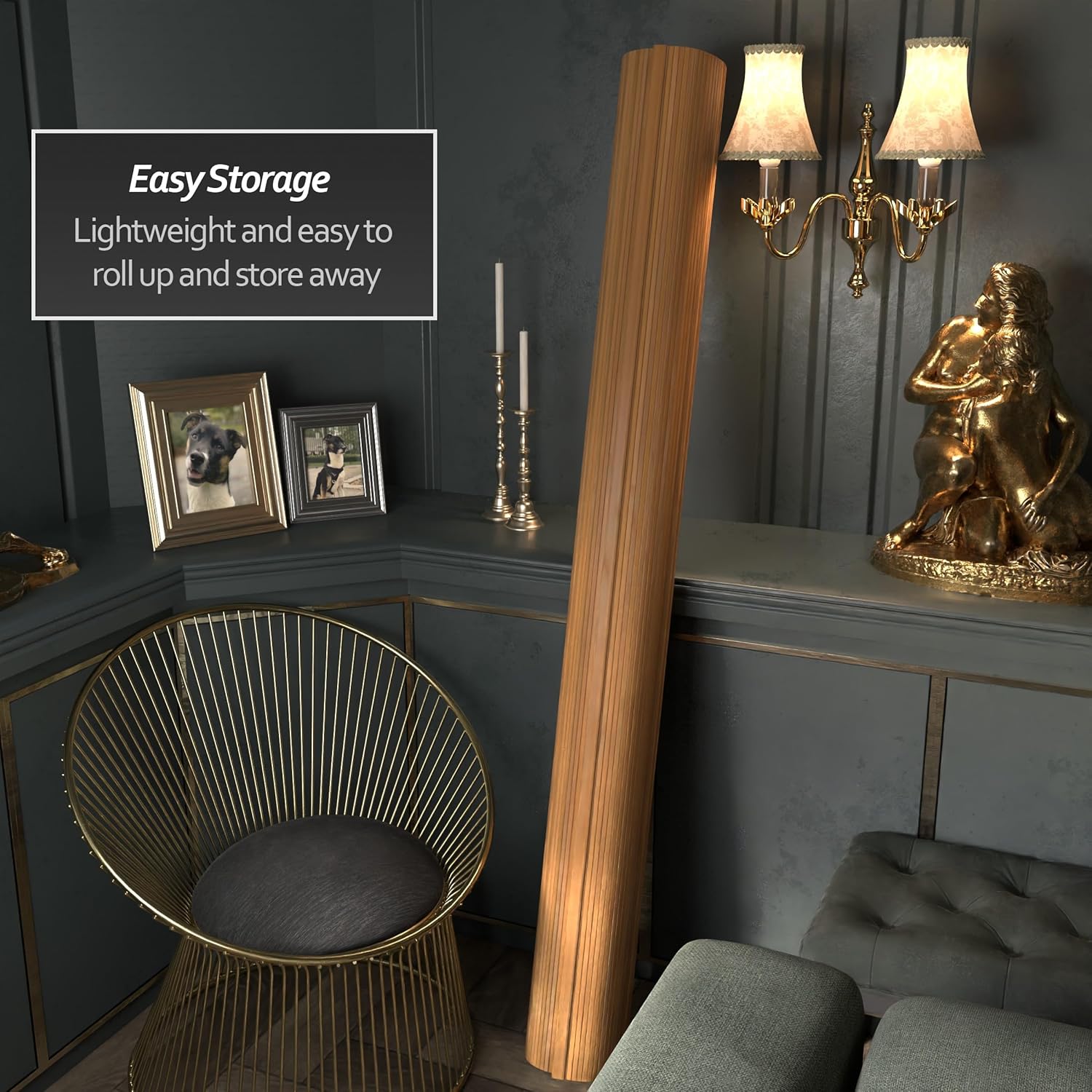 Furniture 6 ft. Tall Bamboo Wave Screen - Natural