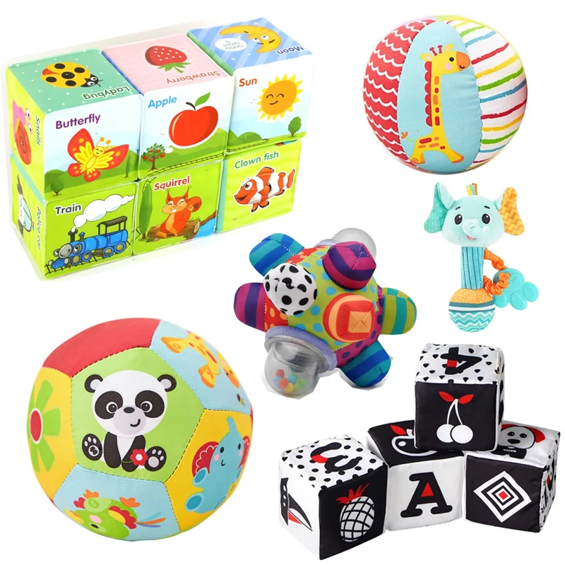 Blocchi di costruzione in stoffa per bambini Nuova bambola di stoffa per neonati Sonaglio morbido Giocattolo educativo precoce per bambini Set di peluche morbido Cubo