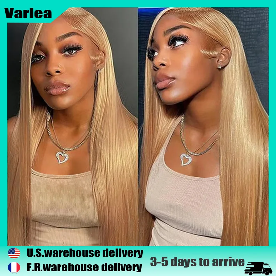 Varlea 34 Polegada mel loira peruca de cabelo humano em linha reta hd laço frontal peruca 13x6 13x4 laço frontal peruca loira para mulher brasileira