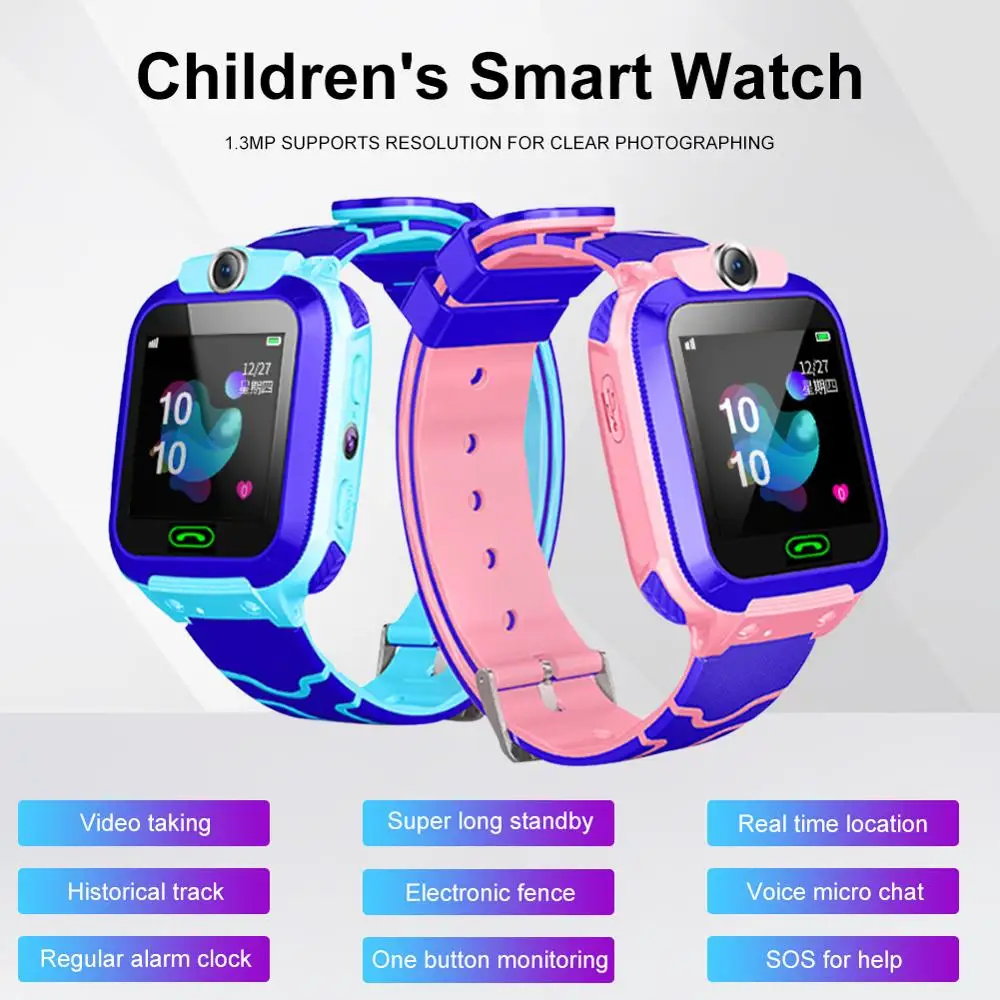 Q12B เด็กสมาร์ทวอท์ช Android ใส่การ์ด2G กันน้ำระยะไกลเครื่องหาตำแหน่งกล้อง Call Anti-Lost Smart Wristba