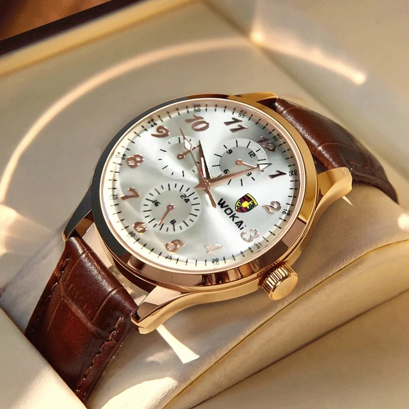 WOKAI, reloj de cuarzo con cinturón de negocios informal a la moda de alta calidad para hombre, reloj deportivo resistente al agua Universe Big Dipper para hombre