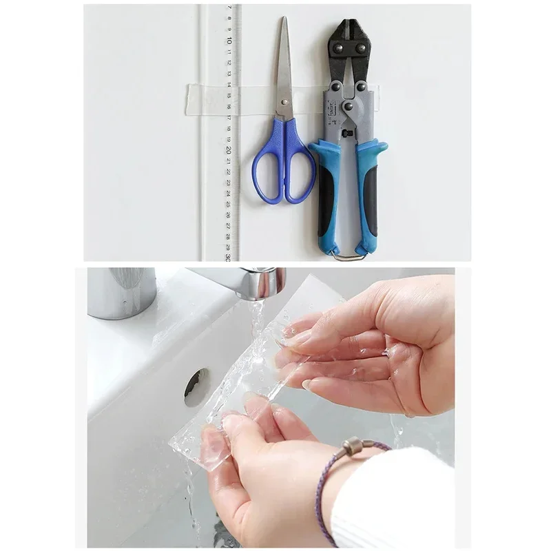 Nano cinta transparente de doble cara, pegatinas de pared impermeables, cintas reutilizables resistentes al calor para decoración del hogar y el baño