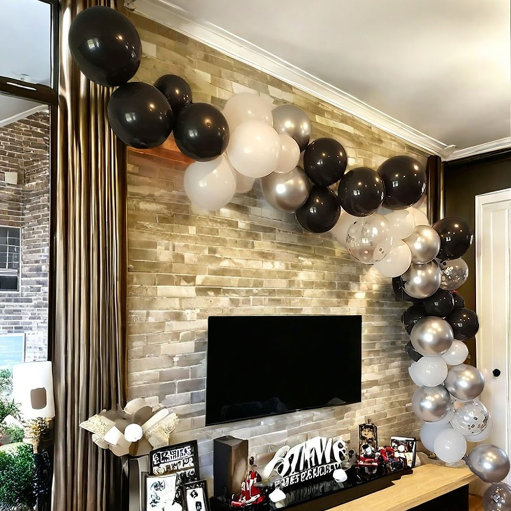 40pcs black and white confetti balloons for birthday decoration, graduation ceremony decoration, wedding anniversary decoration,
