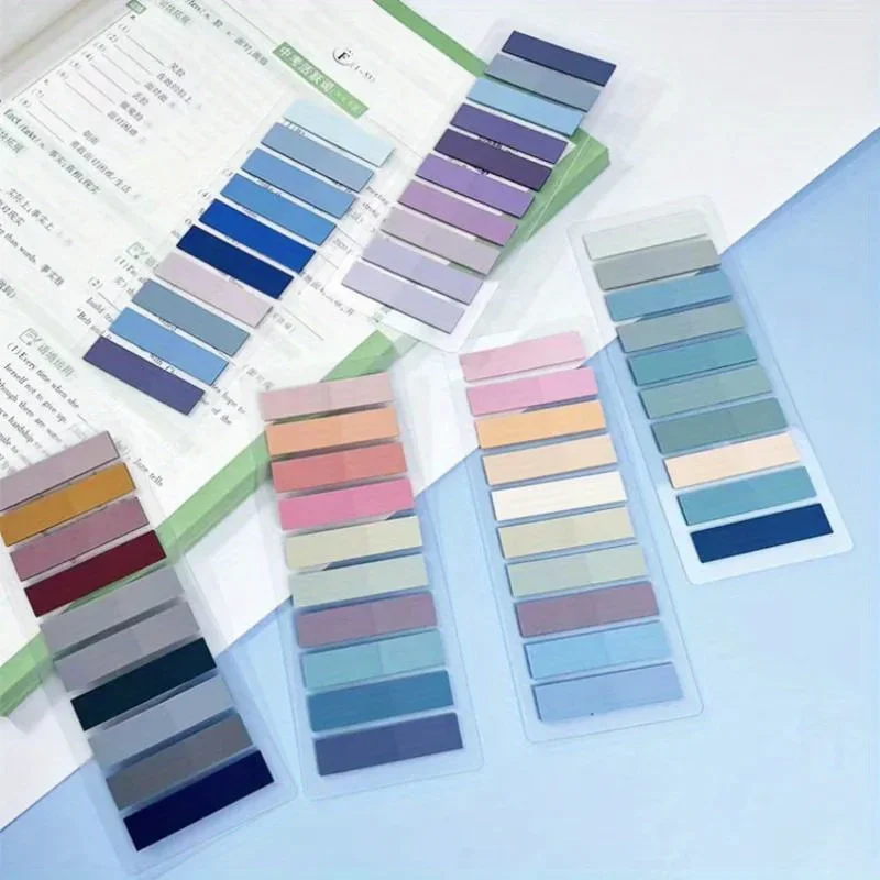 200PCS Indice Cool Note autoadesive Etichetta larga PET Cancelleria Decalcomanie Studenti Blocco note impermeabile Diario semplice Notebook di colore puro