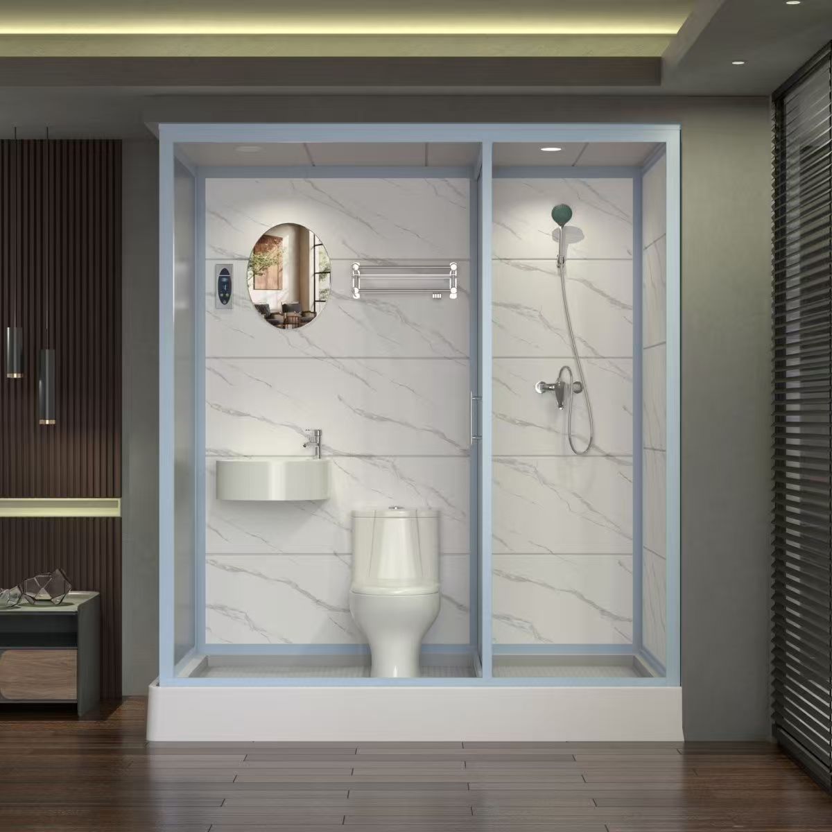 Baño todo en uno, tienda de campaña para Hotel, baño general, cuarto de ducha, producto terminado, alquiler de baño integrado, ducha de Hotel con inodoro