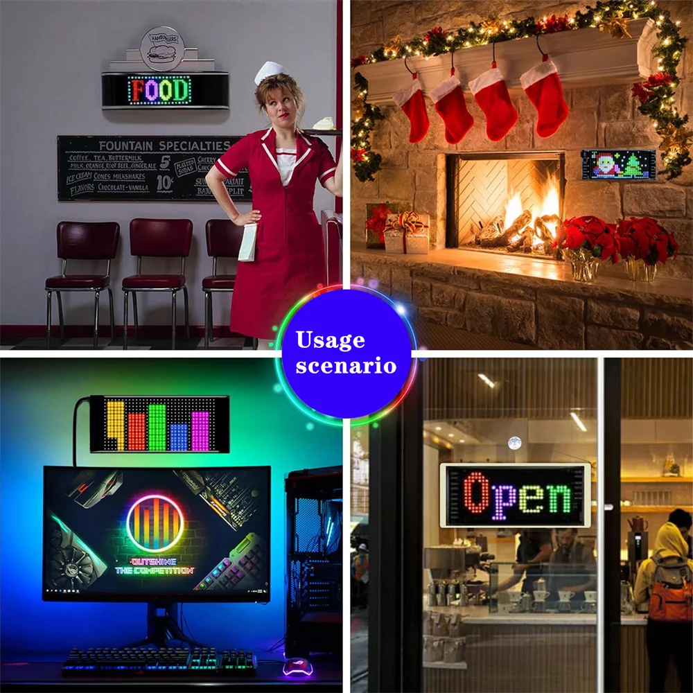 ZSQHET Duivelsoog voor Truck Auto LED Auto Bord Scrolling Reclame USB 5V Bluetooth App Controle Logo Licht Aangepaste Tekst Patroon Animatie