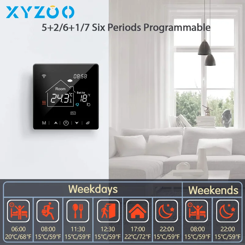Termostato de calefacción de suelo eléctrico/agua WiFi, controlador de temperatura de caldera de Gas, aplicación Tuya/Smart Life, Alexa, Google Home Voice