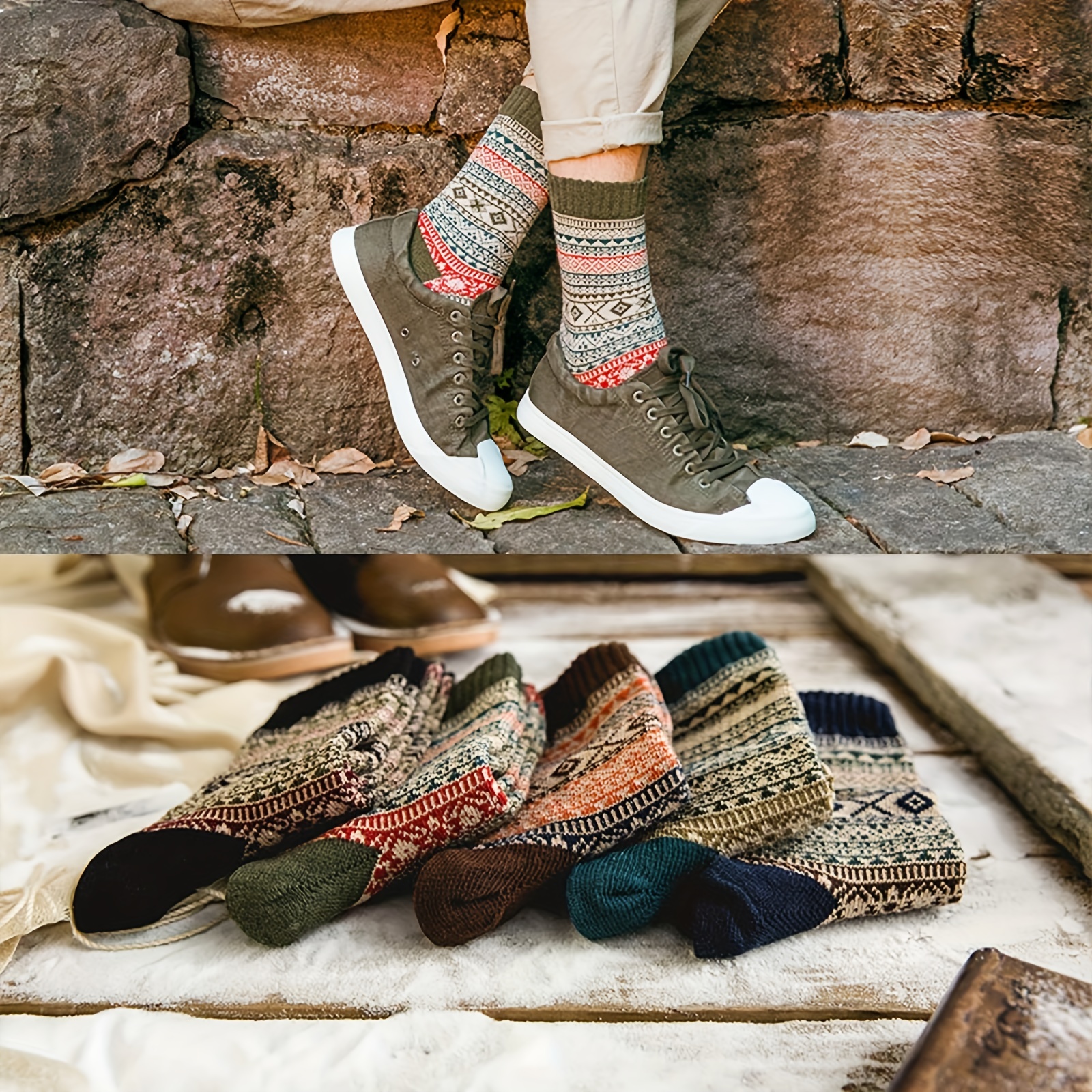5 paia di calzini di lana autunno inverno da donna caldi morbidi calzini di media lunghezza calzini corti in cashmere antigelo da donna ultra spessi Harajuku