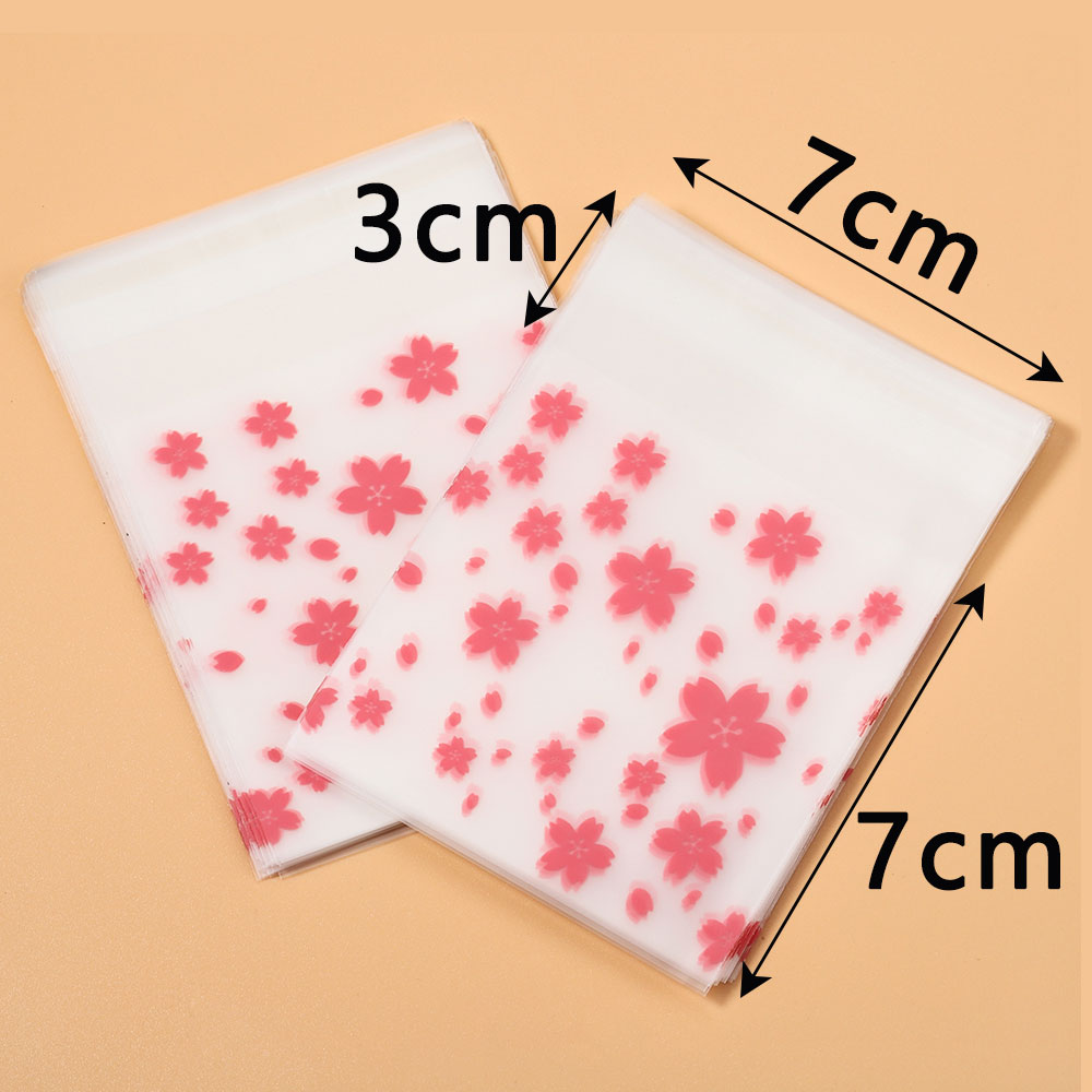 100 sacos de embalagem de plástico dos pces flor sacos autoadesivos opp malotes para presentes de jóias biscoitos doces biscoitos embalagem