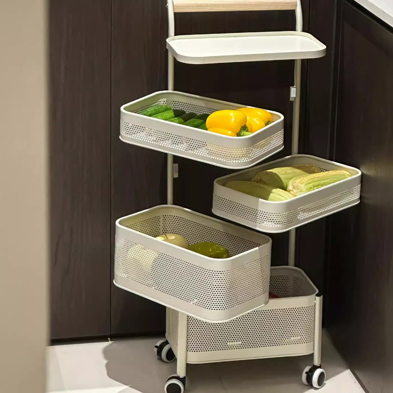 Rotating Multi-functional Storage Rack Household Floor-standing Multi-layer Snack Trolley Trolley Cart Household Furniture