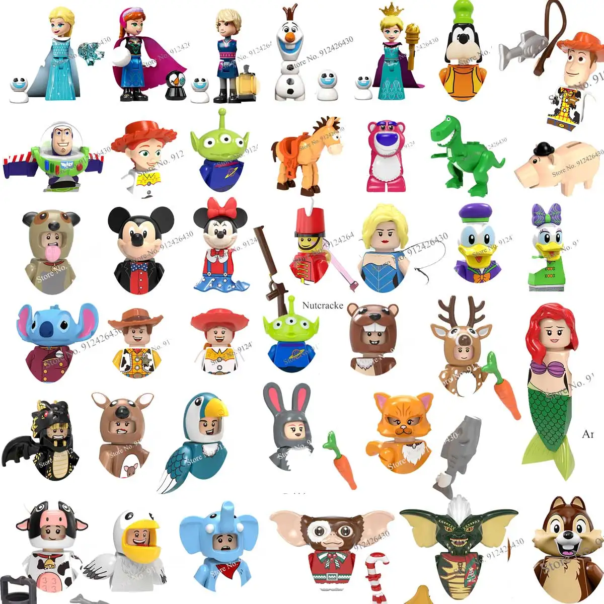 Disney Mini Đồ Chơi Hành Động Nhân Vật Khối Xây Dựng Hoạt Hình Câu Chuyện Đồ Chơi Chuột Mickey Winnie The Pooh Frozen Nữ Thời Trang Vịt Donald Gạch