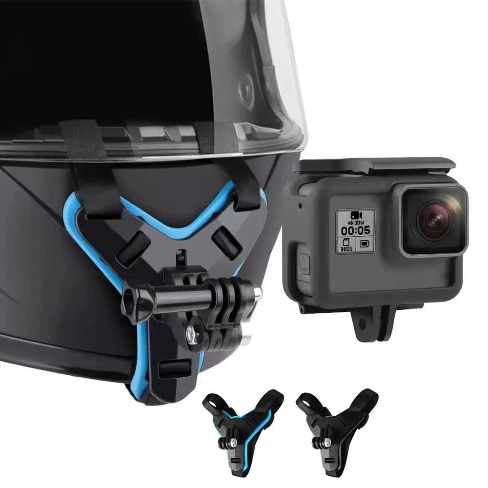 Motorcycle Helmet Chin Strap Mount For GoPro Hero 13 12 11 10 9 8 7 Insta360 X2 X3 X4 SJCAM AKASO DJI Osmo Action 5 4 3 2 Camera