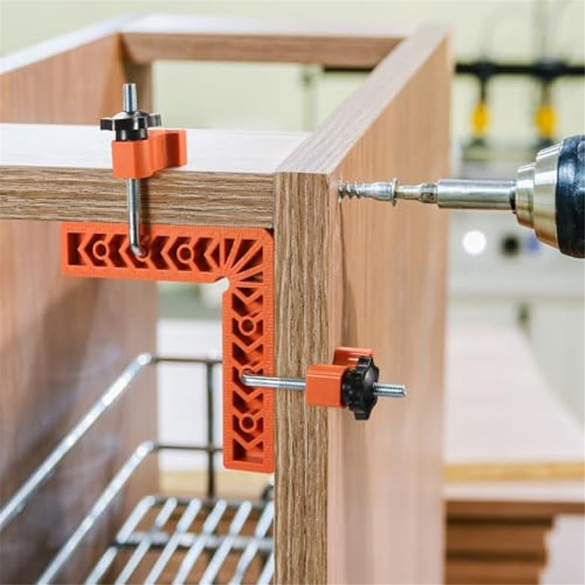 Braçadeira do ângulo direito com braçadeira, 90 graus posicionando quadrados, grampos de canto, ferramenta do Woodworking para quadros