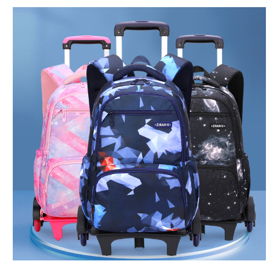 Schule Trolley Tasche Rädern Rucksack für Mädchen Kinder 6 Räder 2 Räder Grundschule Trolley-Set Mittagessen Tasche Stift tasche Für kid