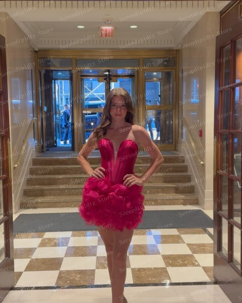 Serendipidty querida rosa quente mini comprimento vestido de festa babados em camadas florais roupas femininas sempre bonito vestido plus size