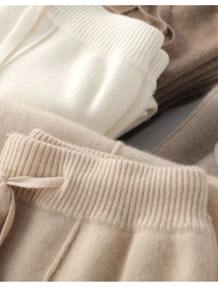 100% 순수 울 바지 캐시미어 와이드 레그 바지 여성용 긴 브리치 니트 루즈 Daks 캐주얼 바지 가을 겨울 하이 웨이스트 Daks