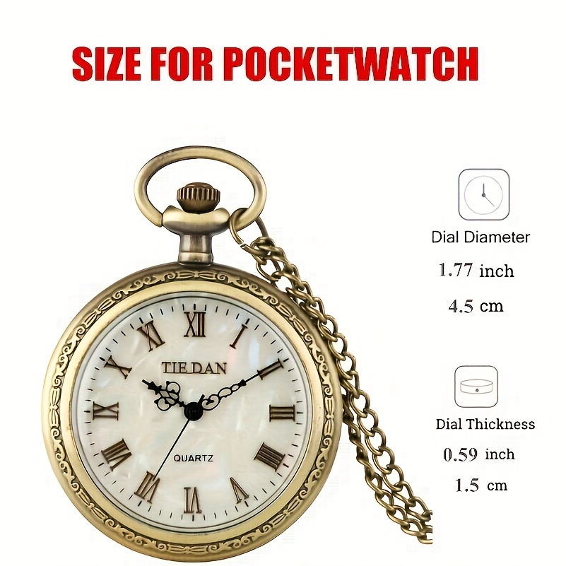 Vintage Bronze Quartz Pocket Watch with Roman Numerals, Round Alloy Case,World-Time Feat Exquisite Clock for Men and Women