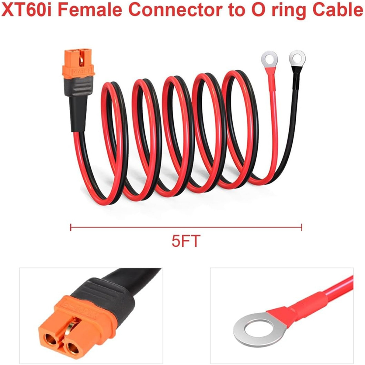 12AWG XT60i ตัวเมียเป็นขั้วต่อโอริงพร้อมสายชุบดีบุกสำหรับแบตเตอรี่ RC ระบบพลังงานแสงอาทิตย์แบบพกพาและแผงพลังงานแสงอาทิตย์