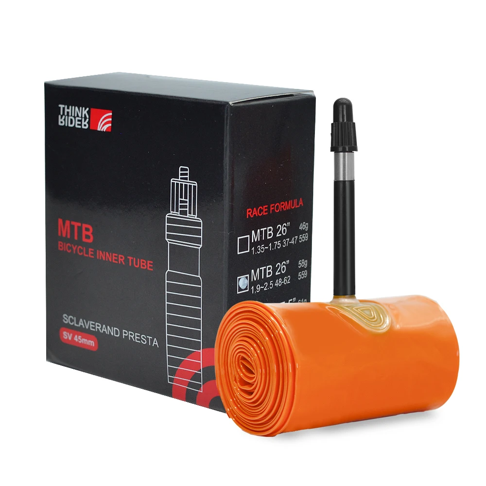 ThinkRider 2PSC 超軽量バイクインナーチューブ 26 27.5 29 インチ MTB 自転車 TPU 素材タイヤ 45 ミリメートルフレンチバルブ超軽量