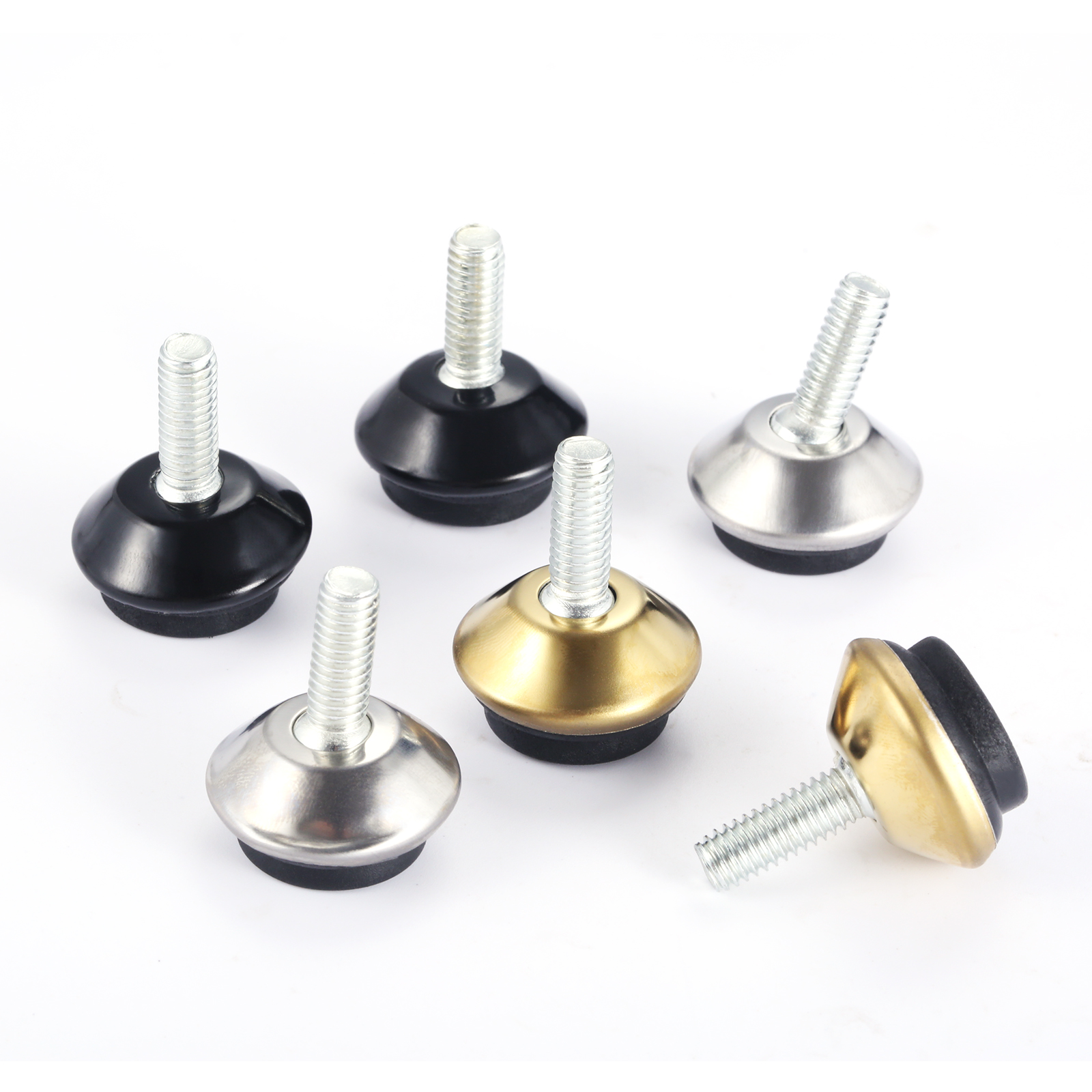 Mesa ajustável Nivelamento Pés Pad, Base Preta para Tabelas Cadeiras Armários Riser, Rosca M6, 4 Pcs
