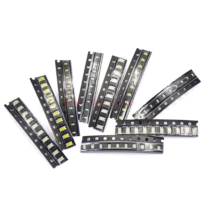 100 Uds Smd diodo emisor de luz Led 0402 0603 0805 1206 rojo blanco verde azul naranja rosa amarillo