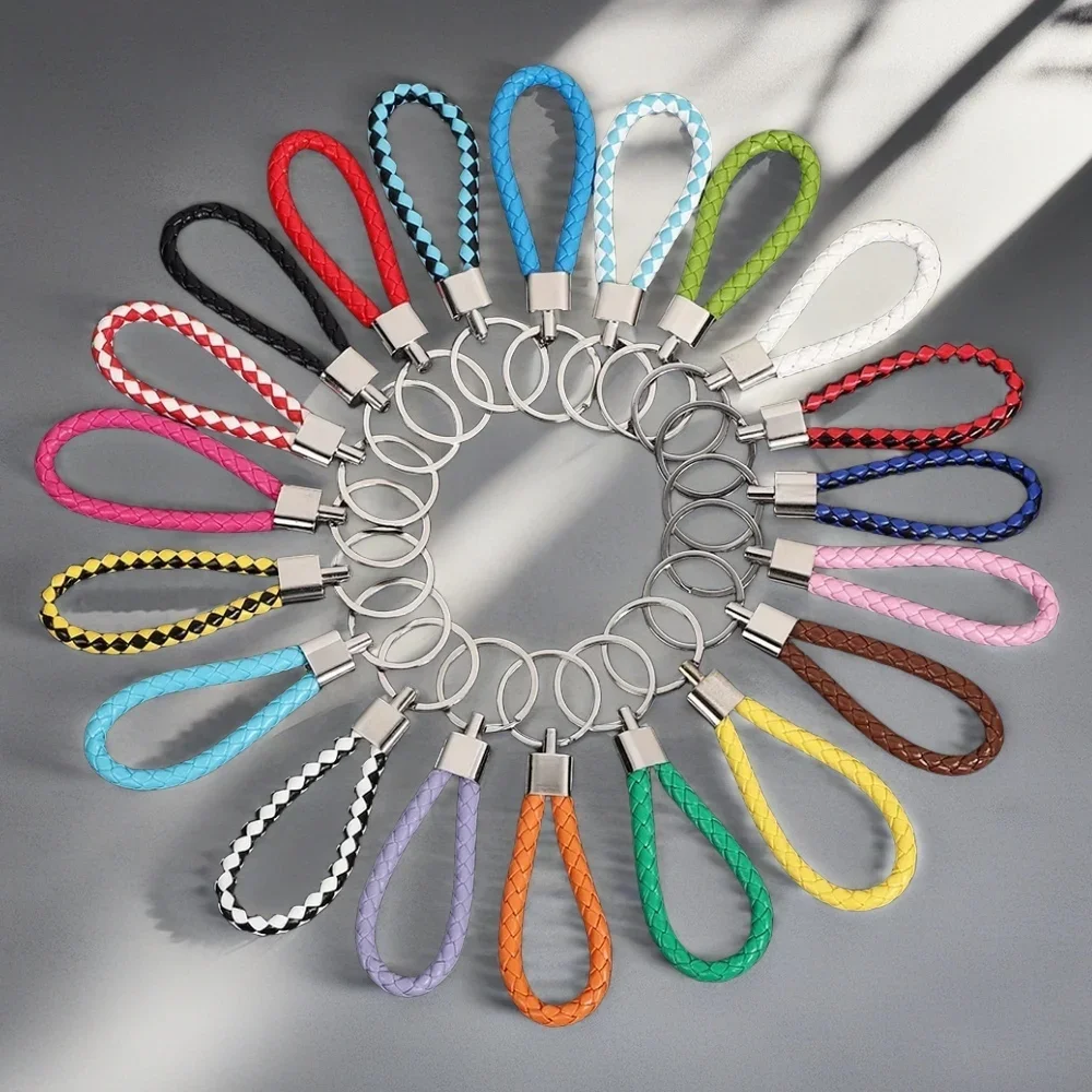 5PCS PU lederen touw sleutelhanger metalen organisatie originaliteit persoonlijkheid aangepaste naam tekst sleutelhanger auto moto sleutelhanger ketting cadeau