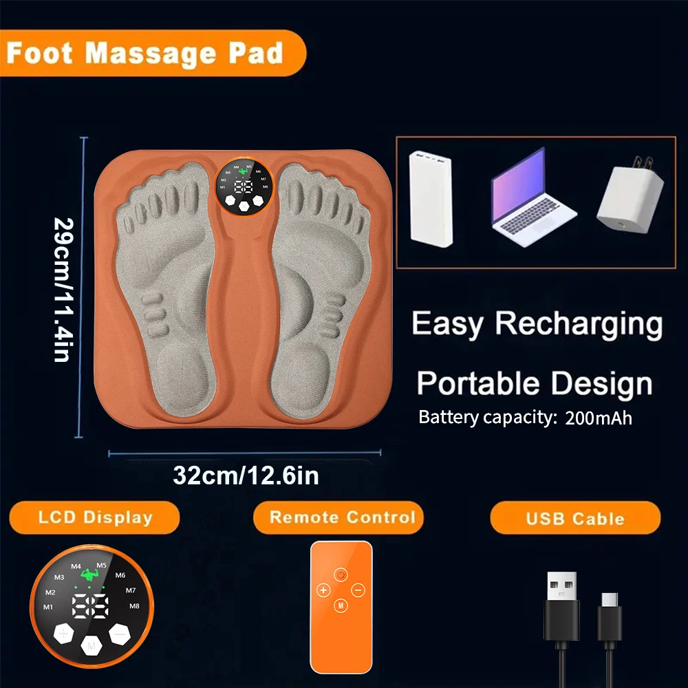 F Fernbedienungs-Fußmassagegerät, 3D-Smart-Fußmassagepad, R8-Modi, 29 Stufen, Fußentspannung der Muskeln, schlanke Beine, Fußmassagepad