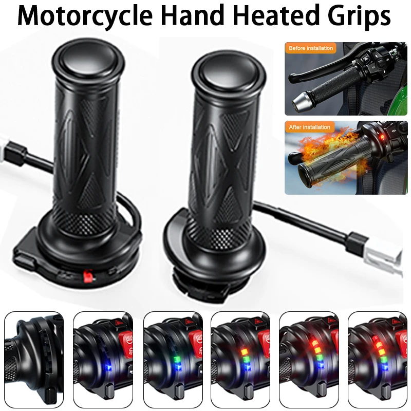 Motorrad Hot Grip Motorrad ATV Roller elektrisch beheizte Griffe 22mm 7/8 "Lenker Hand wärmer 5-Gang einstellbare Temperatur