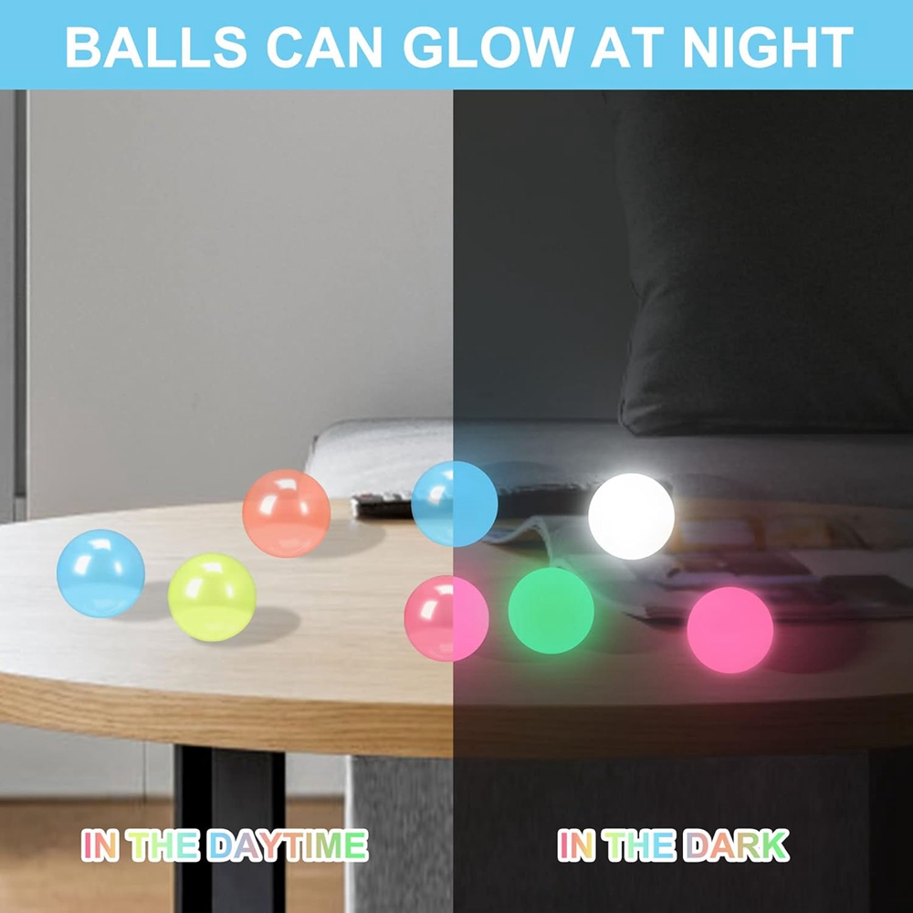 5PCS สําหรับเด็กผู้ใหญ่เรืองแสง Sticky Ball ยืดหยุ่น Squishy Ball GLOW ใน Dark ความวิตกกังวลความเครียดบรรเทาลูกปาร์ตี้โปรดปราน