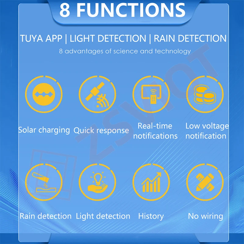 Sensor de luz y lluvia Zigbee inteligente Tuya, función 2 en 1, batería de litio integrada, detección de luz y agua de lluvia, aplicación Smart life