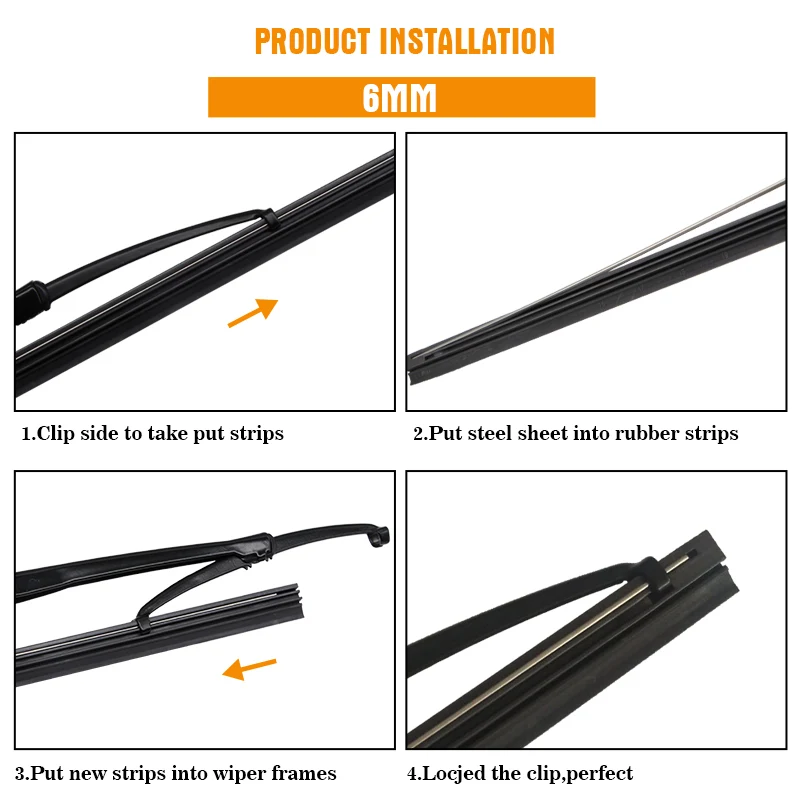 1 個フロントガラスフロントガラス 8 ミリメートル 6 ミリメートル 14 "16" 17 "18" 19 "20" 21 "22" 24 "26" 28" 車のワイパーブレード交換インサートリフィルゴムストリップ