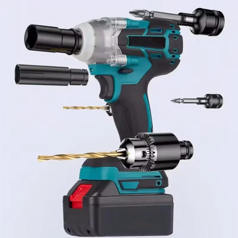Clé à chocs électrique multifonction sans fil, outil électrique standard européen, clé électrique sans balais, perceuse à main avec batterie