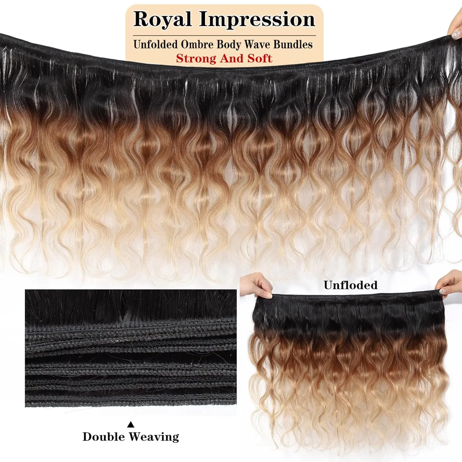 Extensiones de cabello humano ondulado de Color ombré con cierre, cabello humano brasileño 1b/4/27, extensiones de cabello humano postizo