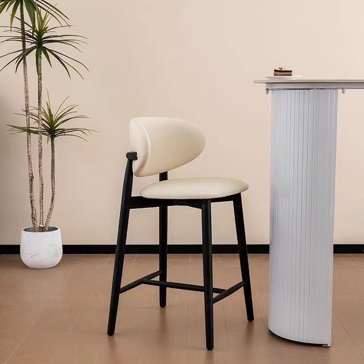 Light Luxury Modern Bar Stool with Curved Backrests, Upholstered Seats, Perfect for Kitchen Island, Family Bar and Cafe