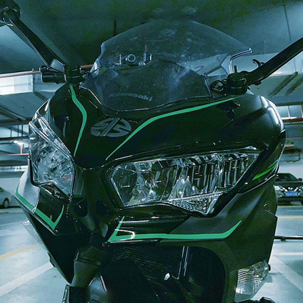 Adesivos curvos para motocicleta, eletrocar, capô dianteiro, farol de corrida, decoração de capacete, durável, resistente às intempéries