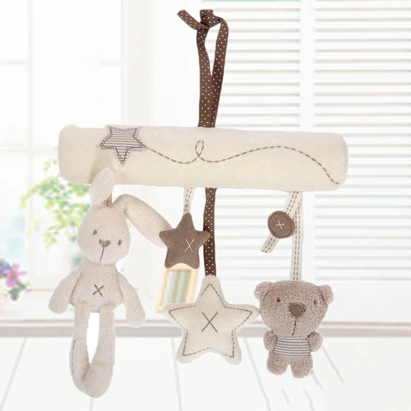 2024 ใหม่แขวนเตียงกระต่ายเด็ก Hand Bell ความปลอดภัยที่นั่ง Plush ของเล่น Multifunctional Plush ของเล่นรถเข็นเด็กมือถือของขวัญ