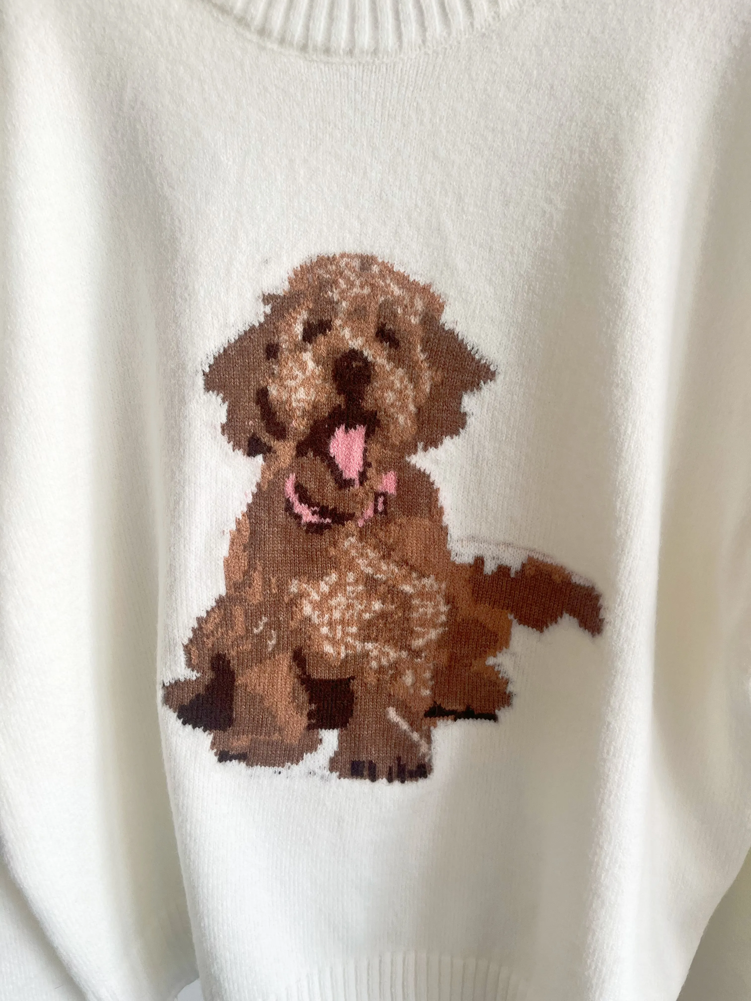 Sweter Rajutan Grafis Anjing Lucu Atasan Pullover Lengan Panjang Leher Kru Baru Musim Gugur Wanita Jumper Kasual Longgar Gaya Preppy Wanita