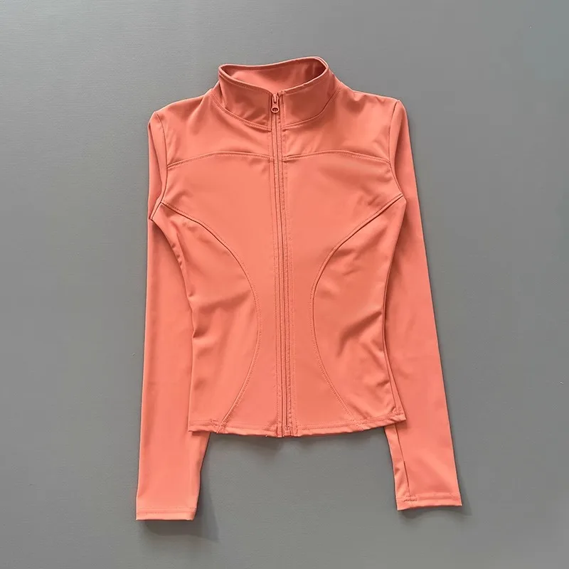 Giacca da allenamento da donna elasticizzata aderente con zip frontale manica lunga da corsa yoga dimagrante colletto rialzato checca la vita Sportswe ad asciugatura rapida